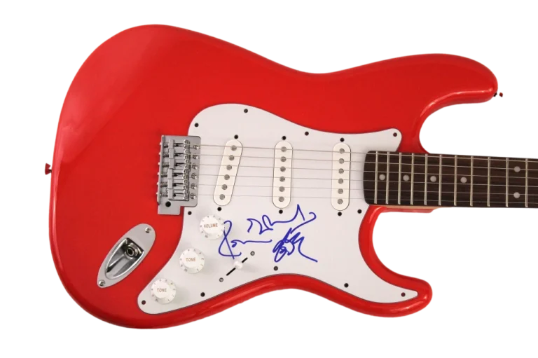 RONNIE WOOD SIGNED AUTOGRAPH RED FENDER ELECTRIC GUITAR - THE ROLLING STONES JSA
