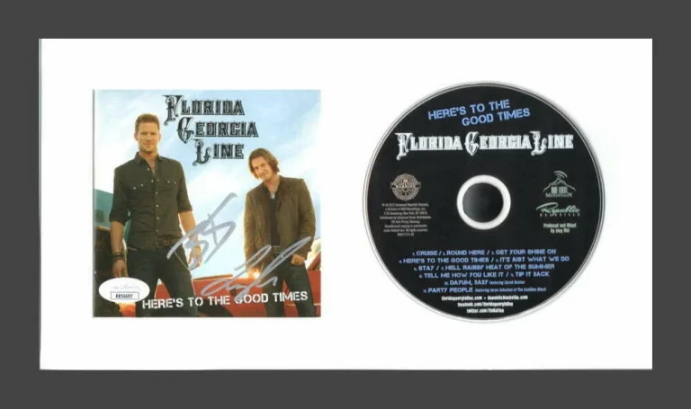 FLORIDA GEORGIA LINE SIGNED AUTOGRAPH HERE'S TO THE GOOD TIMES FRAMED CD DISPLAY