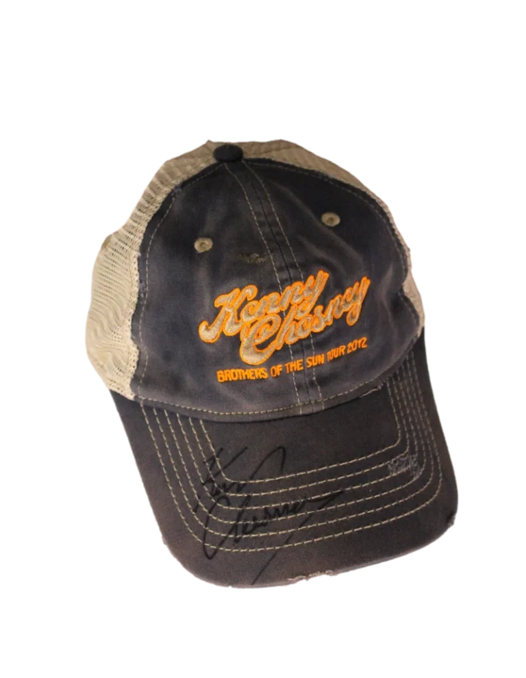 KENNY CHESNEY SIGNED AUTOGRAPH BROTHERS OF THE SUN TOUR HAT FULL SIGNATURE! JSA