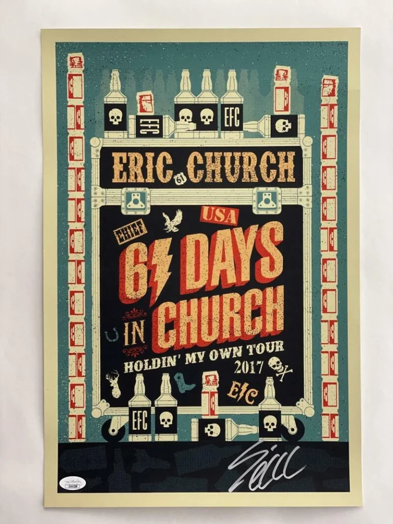 ERIC CHURCH SIGNED AUTOGRAPH 12X18 CONCERT TOUR POSTER - HOLDIN MY OWN 2017 JSA