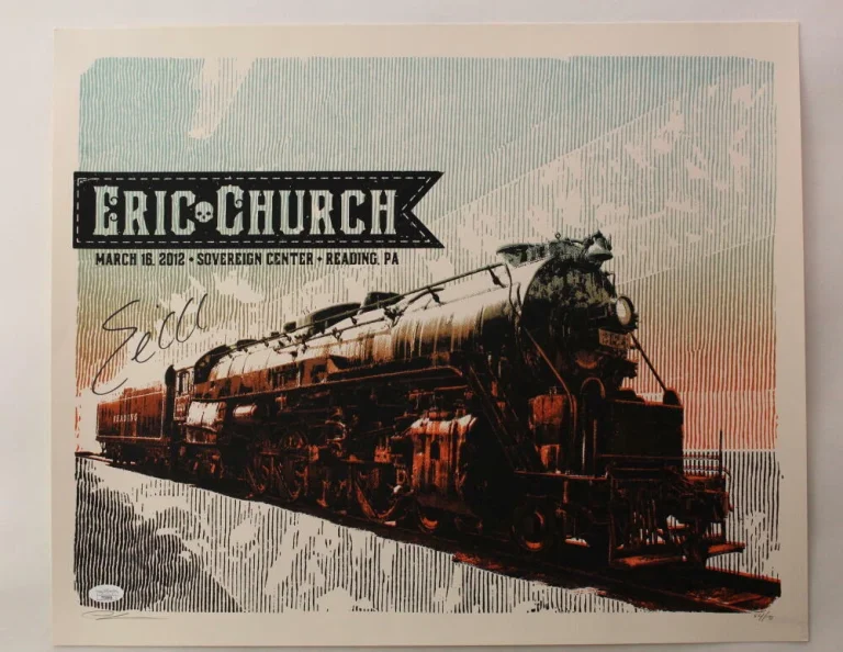 ERIC CHURCH SIGNED AUTOGRAPH 17X21 CONCERT TOUR POSTER - READING PA 3/16/12  JSA