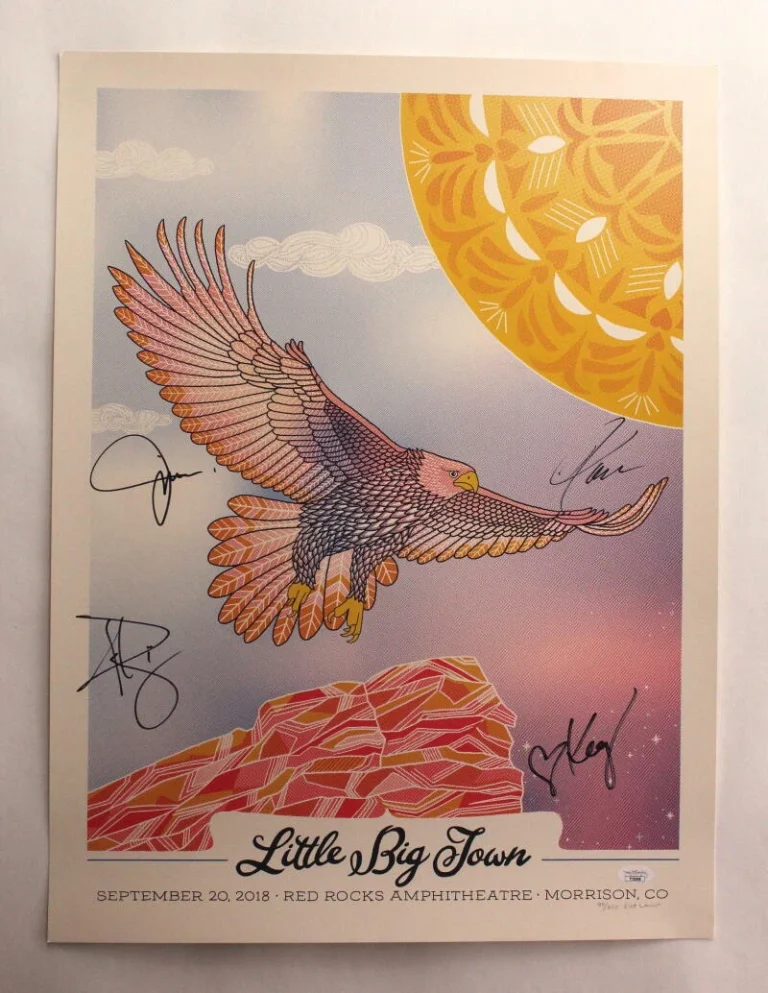 LITTLE BIG TOWN SIGNED AUTOGRAPH 18X24 CONCERT TOUR POSTER RED ROCKS 9/20/18 JSA