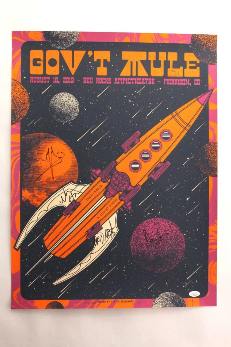 GOV'T MULE SIGNED AUTOGRAPH 18X24 CONCERT TOUR POSTER - RED ROCKS 8/18/19 W/ JSA