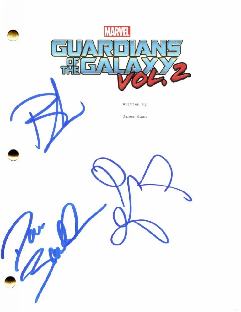 GUARDIANS OF THE GALAXY CAST SIGNED AUTOGRAPH MOVIE SCRIPT ZOE SALDANA BCOOPER +