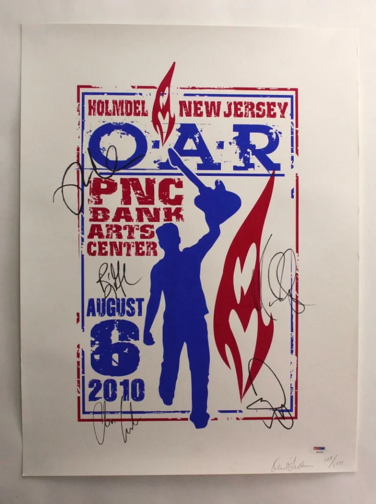 O.A.R. OAR BAND SIGNED AUTOGRAPH 18X24 CONCERT TOUR POSTER HOLMDEL NJ 8/6/10 PSA