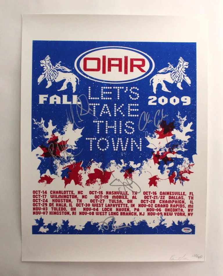 O.A.R. OAR BAND SIGNED AUTOGRAPH 18X24 CONCERT TOUR POSTER - FALL 2009 RARE! PSA
