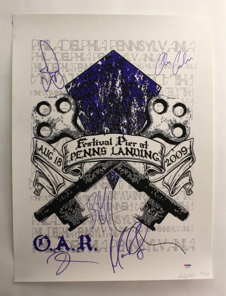 O.A.R. OAR BAND SIGNED AUTOGRAPH 18X24 CONCERT TOUR POSTER PHILADELPHIA 2009 PSA