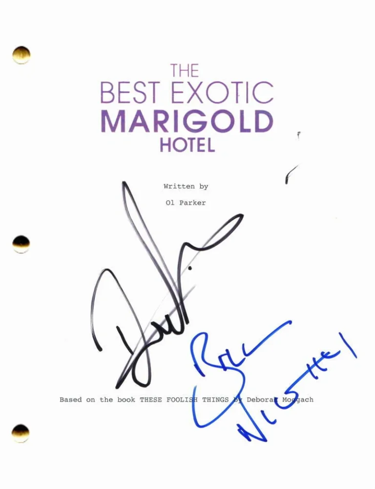 DEV PATEL & BILL NIGHY SIGNED AUTOGRAPH BEST EXOTIC MARIGOLD HOTEL MOVIE SCRIPT