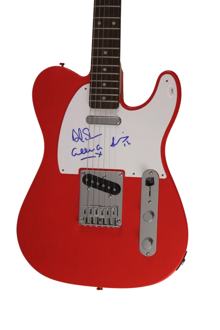 NEW ORDER BAND X3 SIGNED AUTOGRAPH RED FENDER TELECASTER ELECTRIC GUITAR W/ JSA