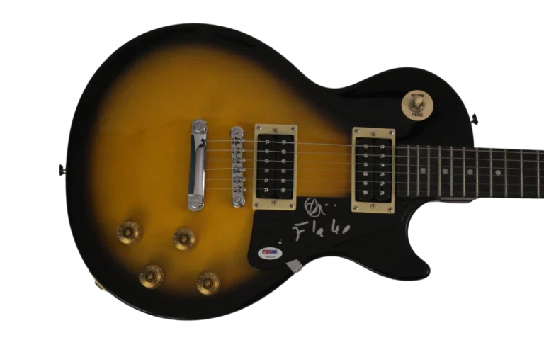 OLIVER RIEDEL & FLAKE SIGNED AUTOGRAPH GIBSON LES PAUL GUITAR RAMMSTEIN PSA COA