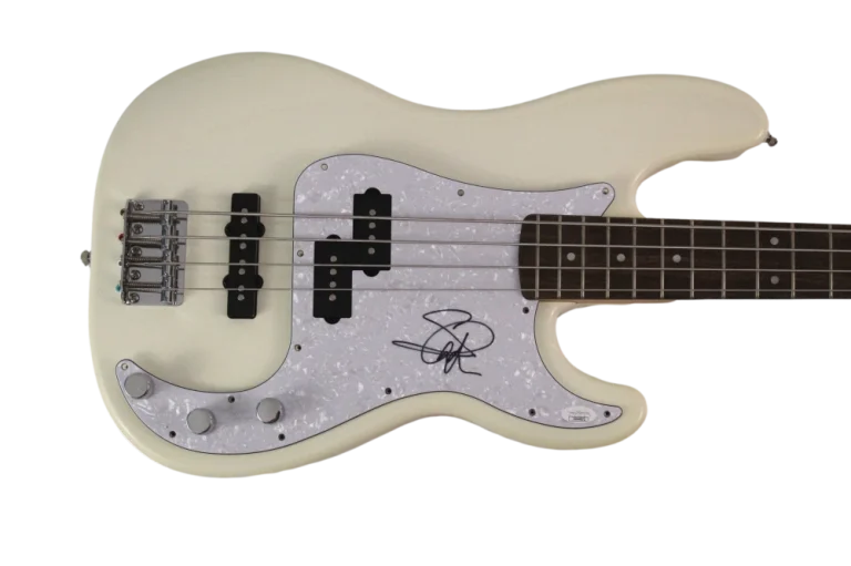 STEVE HARRIS SIGNED AUTOGRAPH WHITE FENDER ELECTRIC BASS GUITAR  IRON MAIDEN JSA