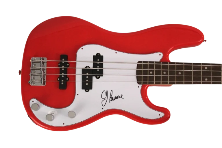 CJ RAMONE SIGNED AUTOGRAPH RED FENDER ELECTRIC BASS GUITAR - RAMONES JSA COA