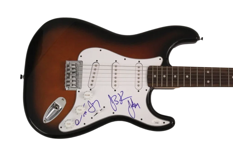 METRIC FULL BAND X4 SIGNED AUTOGRAPH FULL SIZE FENDER ELECTRIC GUITAR - JSA COA