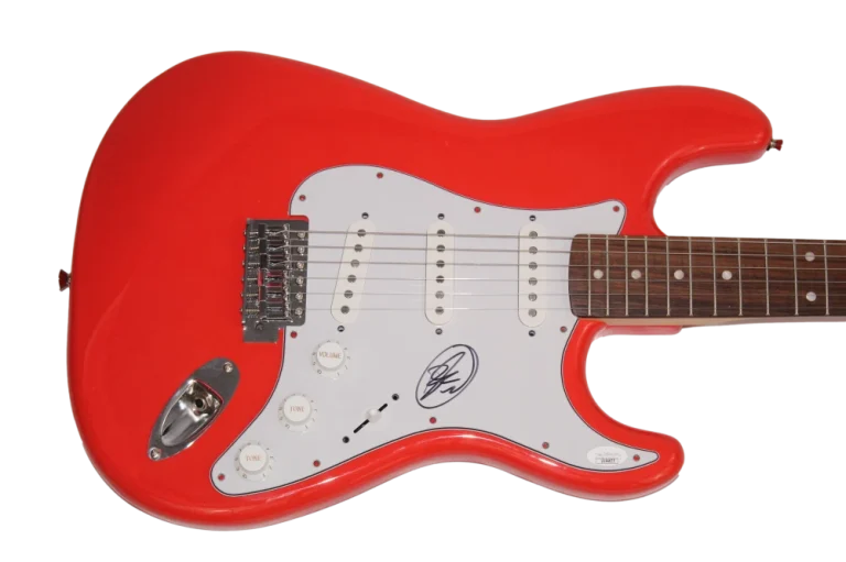 BRANDON TAZ NIEDERAUER SIGNED AUTOGRAPH FULL SIZE RED FENDER ELECTRIC GUITAR JSA