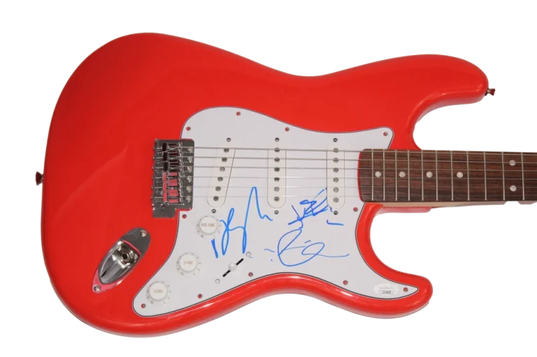 THE STRUTS BAND (X3) SIGNED AUTOGRAPH FULL SIZE RED FENDER ELECTRIC GUITAR - JSA