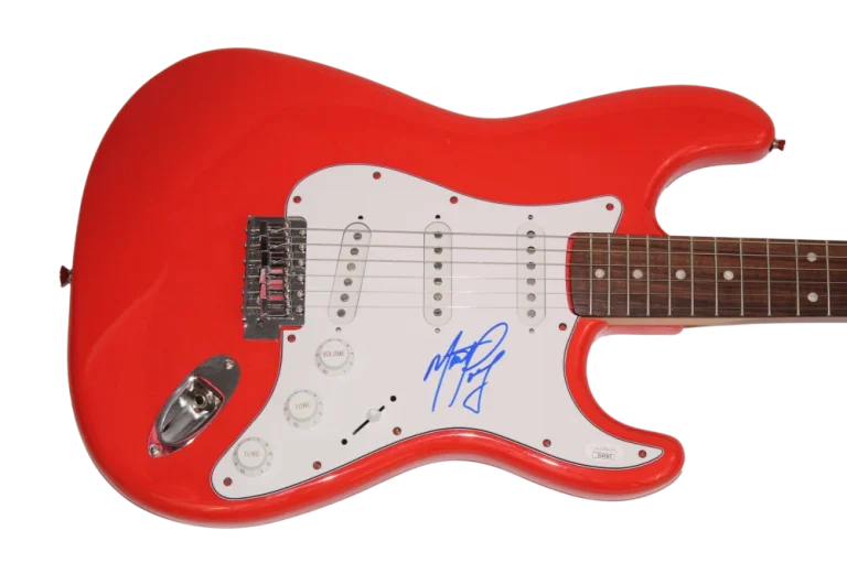 MEAT LOAF SIGNED AUTOGRAPH RED FENDER ELECTRIC GUITAR BAT OUT OF HELL JSA COA