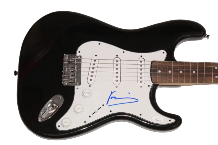YANNI SIGNED AUTOGRAPH FULL SIZE BLACK FENDER ELECTRIC GUITAR - RARE! W/ JSA COA