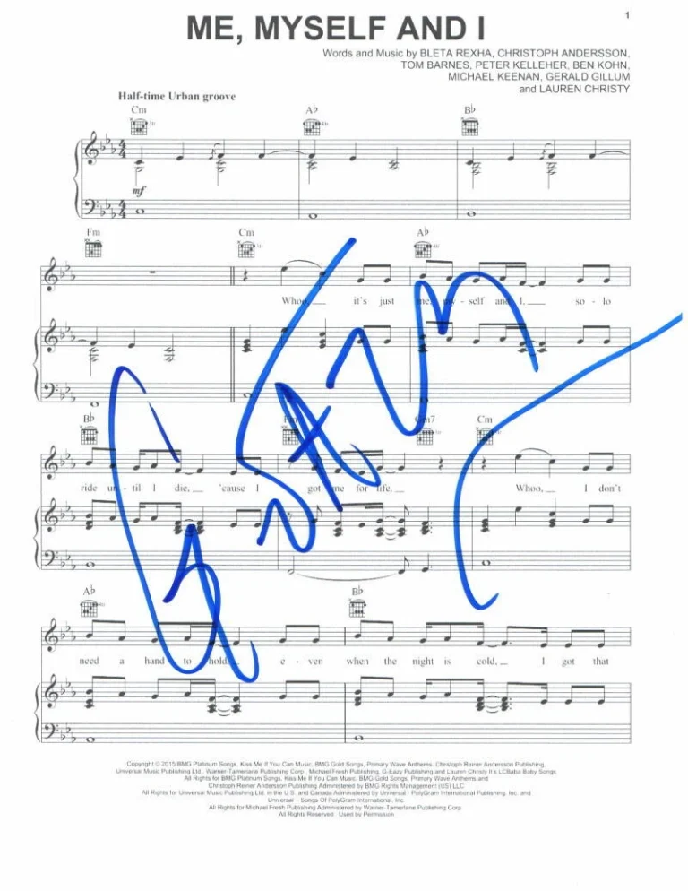 G-EAZY SIGNED AUTOGRAPH ME MYSELF AND I SHEET MUSIC SEXY SINGER W/ BEBE REXHA