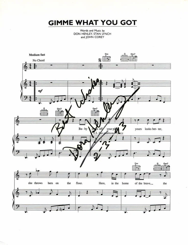 DON HENLEY SIGNED AUTOGRAPH GIMME WHAT YOU GOT SHEET MUSIC EAGLES VERY RARE JSA