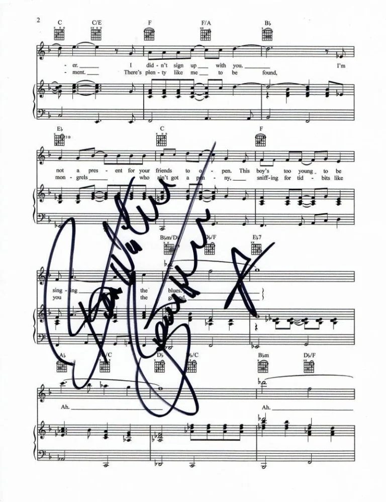 BERNIE TAUPIN SIGNED AUTOGRAPH GOODBYE YELLOW BRICK ROAD SHEET MUSIC W/ JSA COA