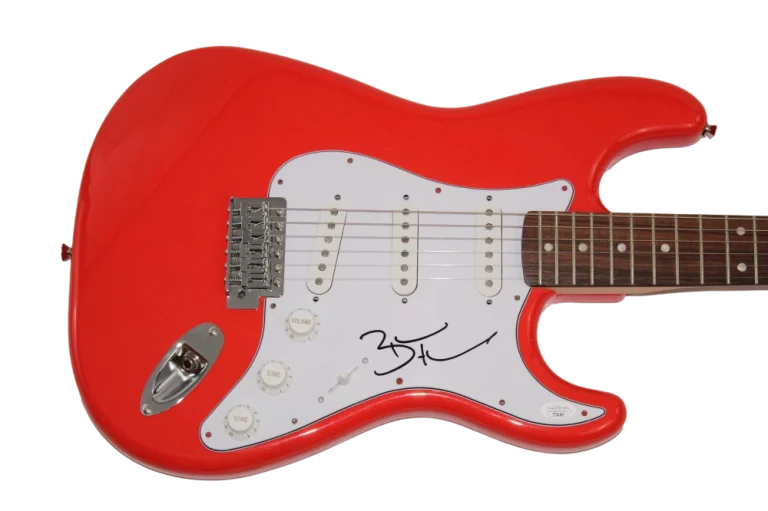 BRANDON FLOWERS SIGNED AUTOGRAPH RED FENDER ELECTRIC GUITAR THE KILLERS JSA COA