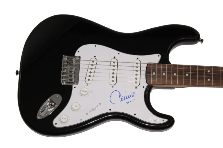 CELINE DION SIGNED AUTOGRAPH B FENDER ELECTRIC GUITAR LET'S TALK ABOUT LOVE JSA