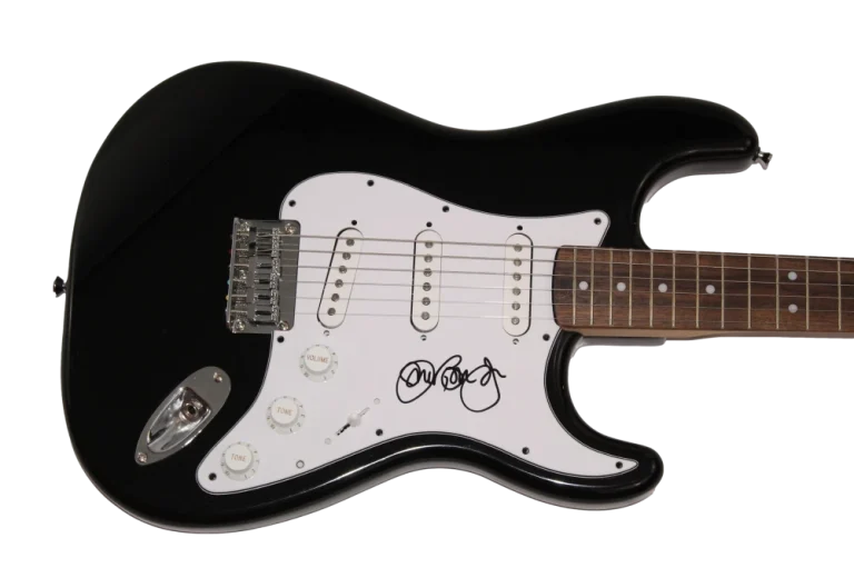JON BON JOVI SIGNED AUTOGRAPH BLACK FENDER ELECTRIC GUITAR SLIPPERY WHEN WET JSA