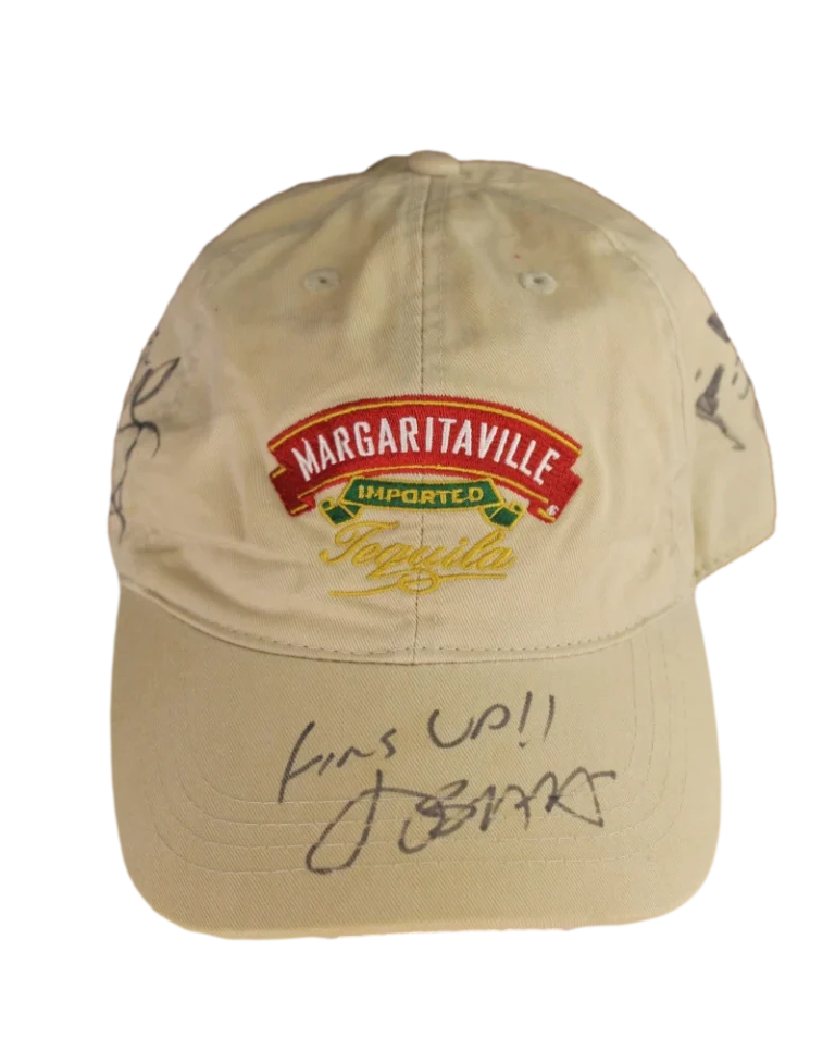 JIMMY BUFFETT & THE CORAL REEFER BAND SIGNED AUTOGRAPH HAT - MAC MCANALLY +3 JSA