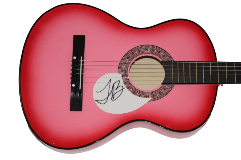 JUSTIN BIEBER SIGNED AUTOGRAPH FULL SIZE PINK ACOUSTIC GUITAR PURPOSE W/ JSA COA