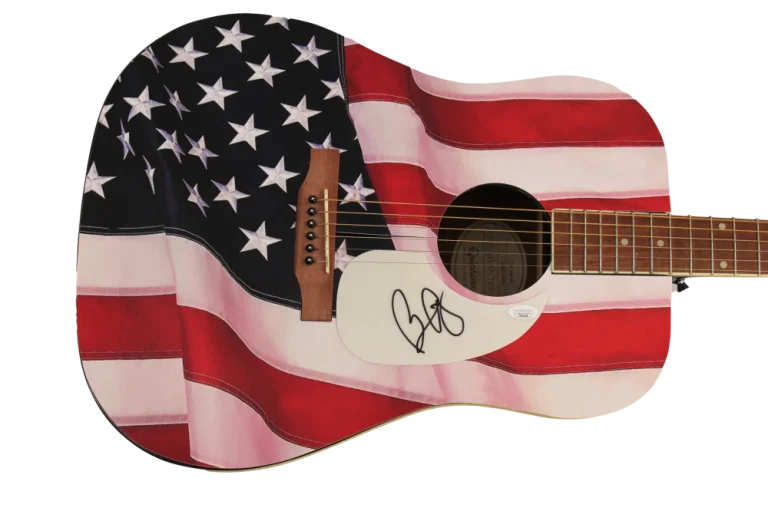 BRAD PAISLEY SIGNED AUTOGRAPH CUSTOM AMERICAN FLAG GIBSON ACOUSTIC GUITAR W/ JSA
