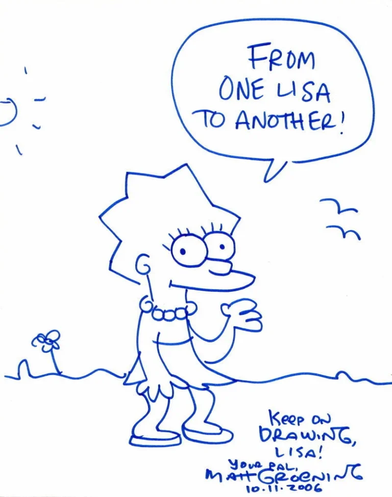 MATT GROENING SIGNED AUTOGRAPH 11X14 HAND DRAWN ORIGINAL ART SKETCH SIMPSONS BAS