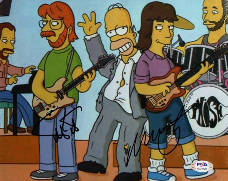 TREY ANASTASIO MIKE GORDON SIGNED AUTOGRAPH 8X10 PHOTO PHISH ON THE SIMPSONS PSA