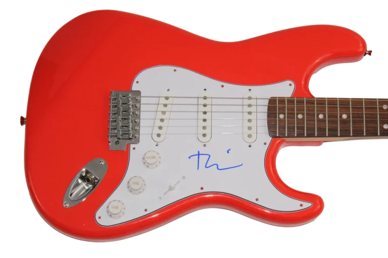 TOBEY MAGUIRE SIGNED AUTOGRAPH RED FENDER ELECTRIC GUITAR SPIDER-MAN w/ JSA COA