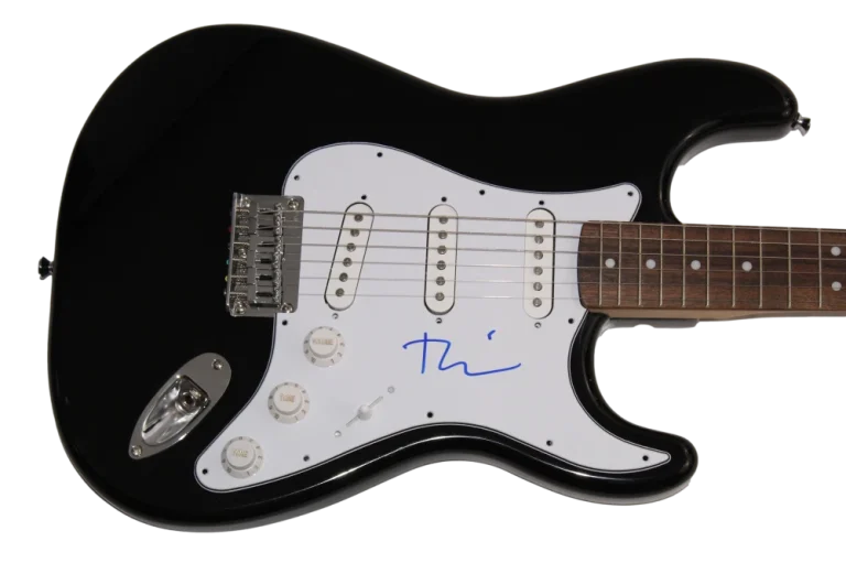 TOBEY MAGUIRE SIGNED AUTOGRAPH BLK FENDER ELECTRIC GUITAR SPIDER-MAN w/ JSA COA