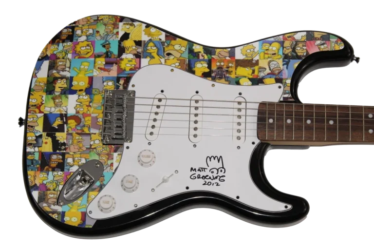 MATT GROENING SIGNED AUTOGRAPH CUSTOM GUITAR W/ ORIGINAL ART SIMPSONS SKETCH JSA