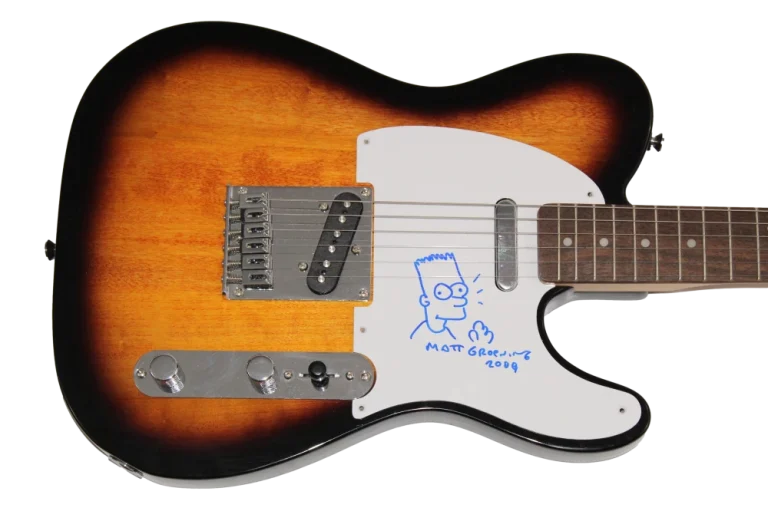 MATT GROENING SIGNED AUTOGRAPH FENDER GUITAR ORIGINAL ART SIMPSONS SKETCH JSA