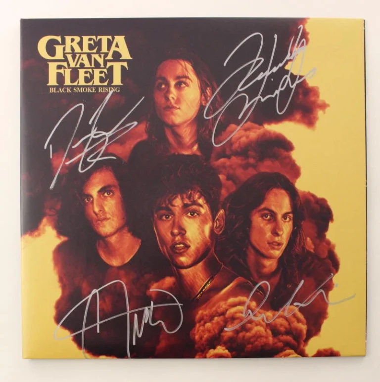 GRETA VAN FLEET BAND SIGNED AUTOGRAPH ALBUM VINYL RECORD BLACK SMOKE RISING JSA