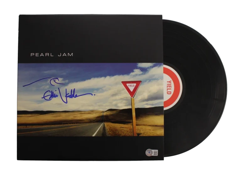 EDDIE VEDDER SIGNED AUTOGRAPH ALBUM VINYL RECORD WAVE SKETCH PEARL JAM YIELD BAS