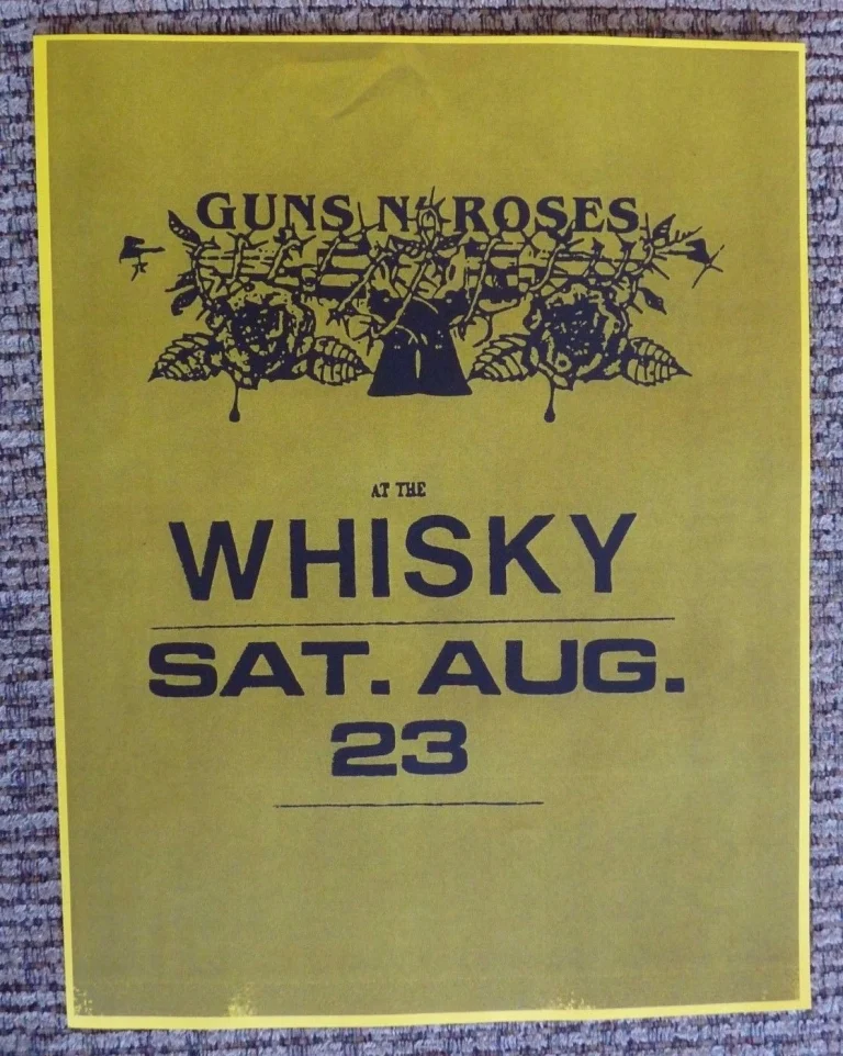 Guns & Roses Early Aug 23rd 1986 Whiskey A Go Go Concert Flyer Poster COPY #14