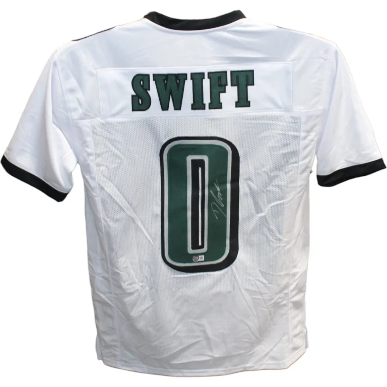 D'Andre Swift Autographed/Signed Pro Style White Jersey Beckett 42617