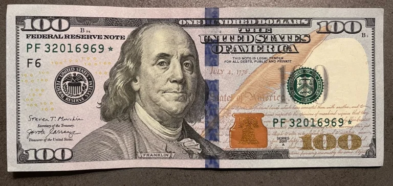 2017 $100 Federal Reserve Note Star Note PF32016969* Banknote