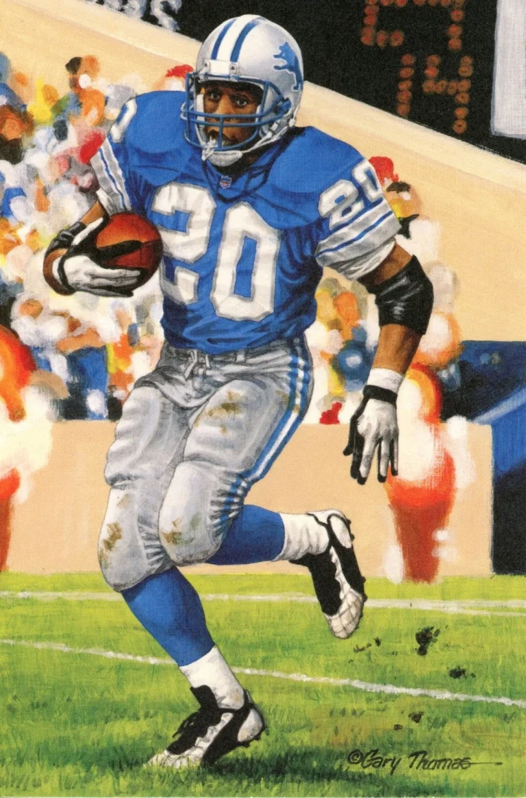 Barry Sanders Detroit Lions Goal Line Art Card  Class of 2004 58149