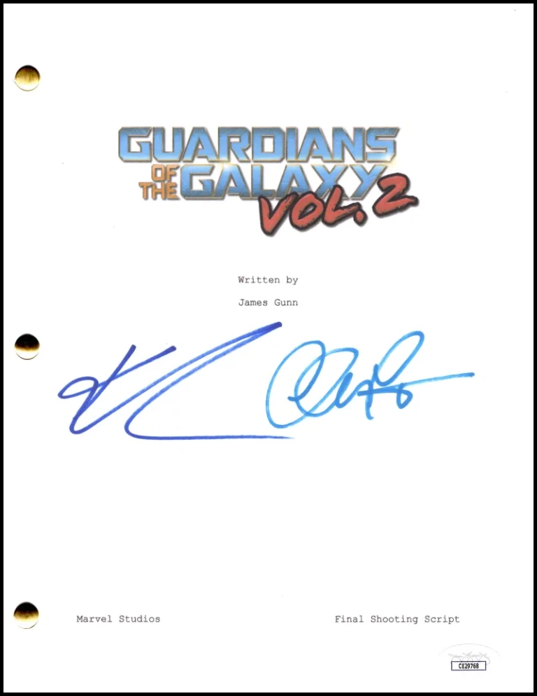 Chris Pratt & Karen Gillan Signed Autograph Guardians of the Galaxy Script JSA