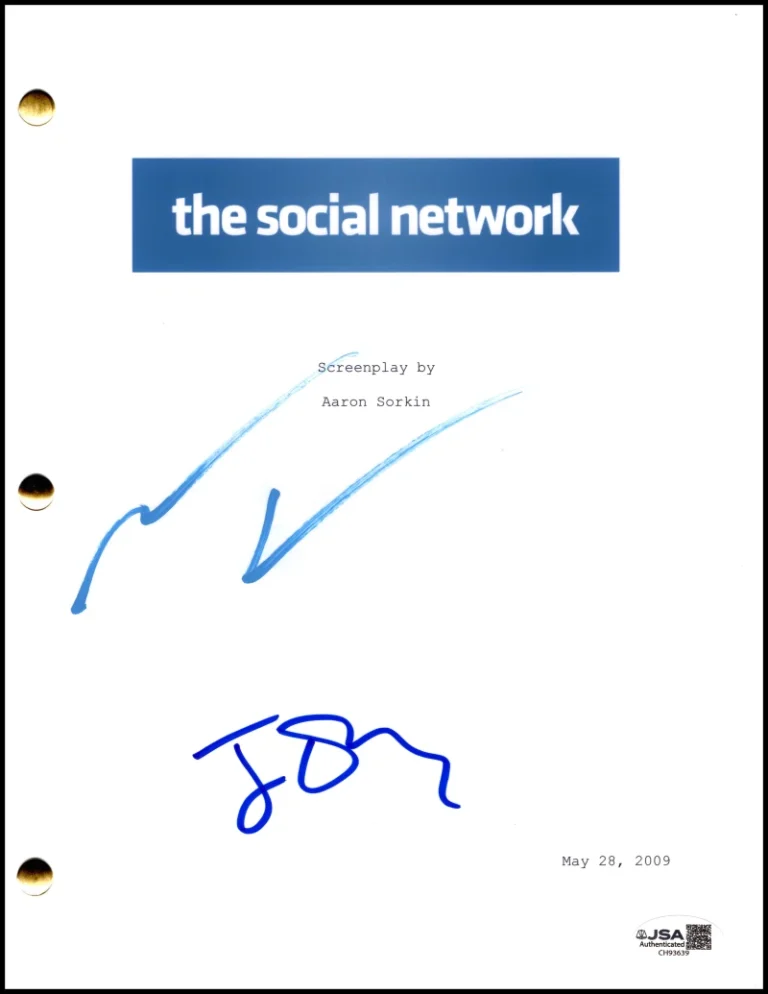 Jesse Eisenberg & Andrew Garfield Signed Autograph The Social Network Script JSA
