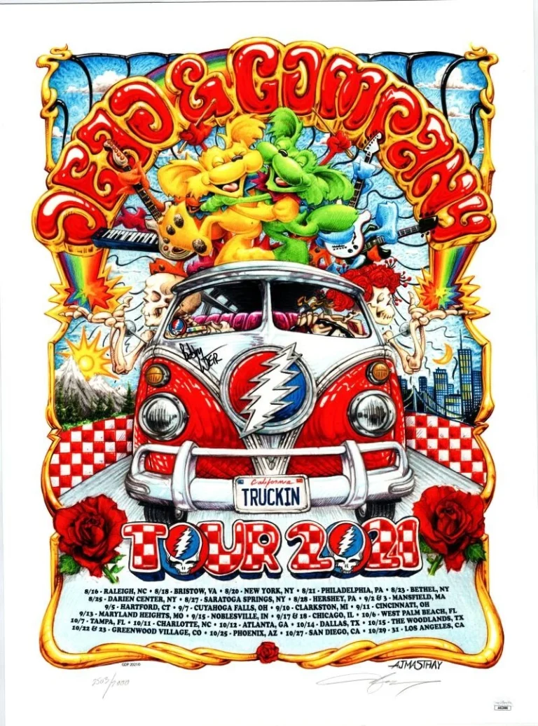 Bob Weir Signed Autograph 18x24 Concert Tour Poster Dead & Company 2021 JSA COA