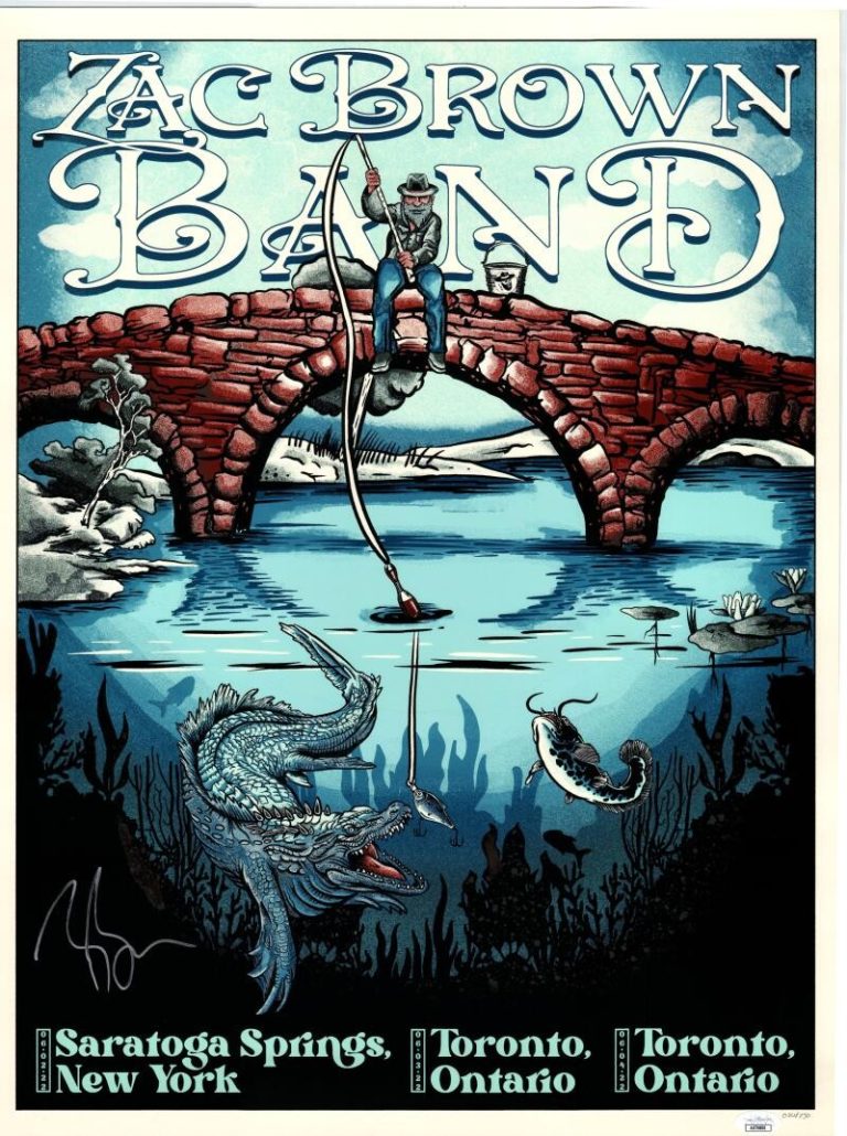 Zac Brown Signed Autograph 18x24 Concert Tour Poster - Band Saratoga 2022 w/ JSA