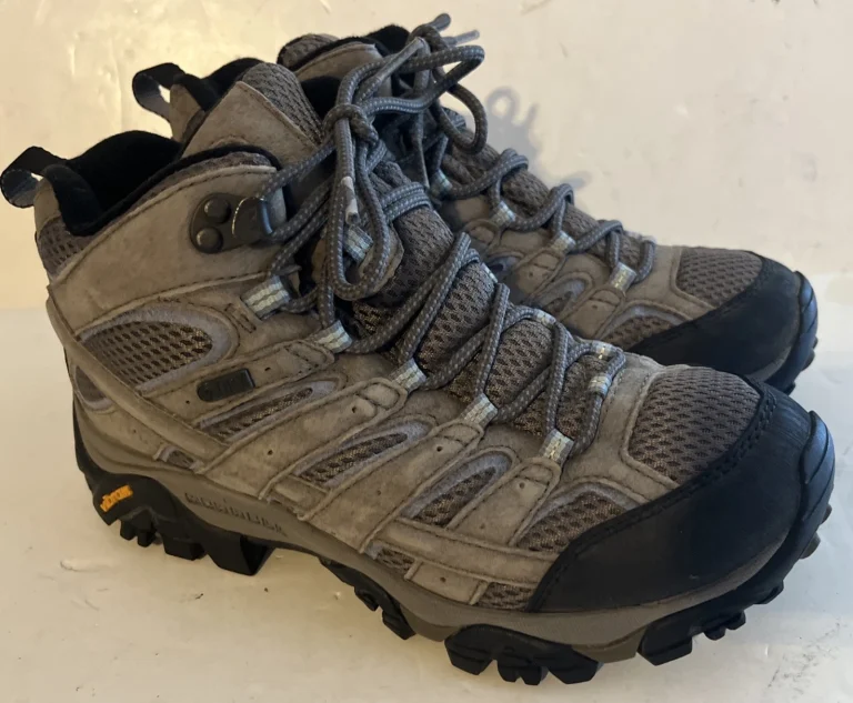 Merrell Moab 3 Mid Waterproof Boots Womens 7.5 Gray Suede Hiking Trail Shoes