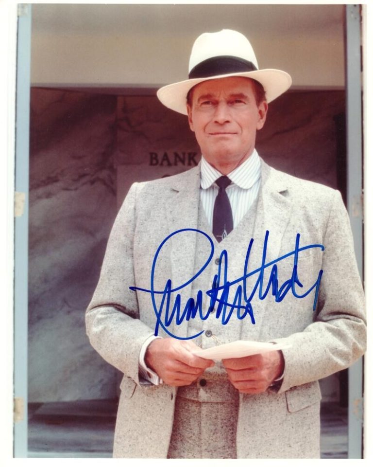 Charlton Heston Signed Autograph 8x10 Photo - Chiefs Hugh Holmes w/ JSA COA