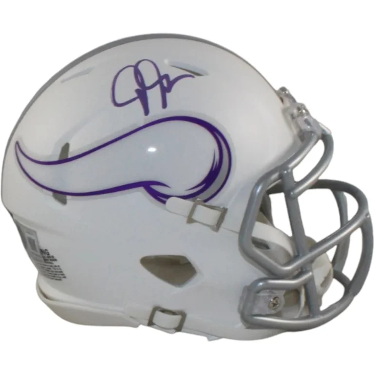 Justin Jefferson Autographed Minnesota Vikings Alt Mini Helmet Beckett WIT 58217