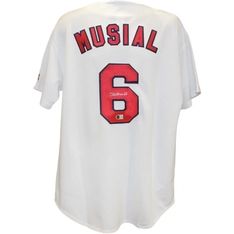 Stan Musial Autographed St Louis Cardinals Majestic Jersey XL Beckett 58198